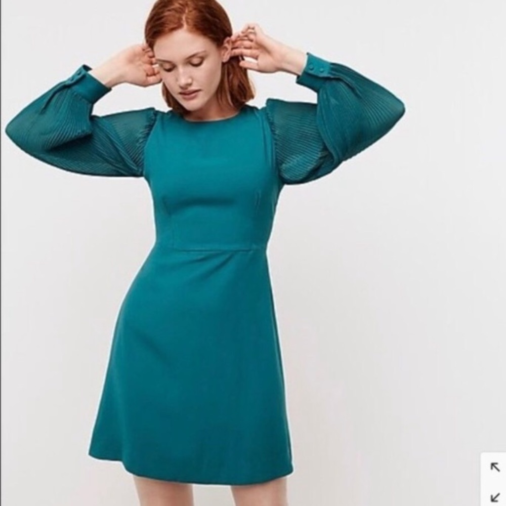 J.Crew Pleated Long Sleeve Dress